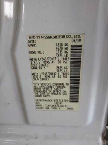 2019 NISSAN NV 3500 5BZBF0AA3KN853139