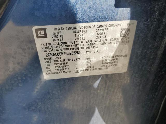 2016 CHEVROLET EQUINOX LT - 2GNALCEK2G6262280