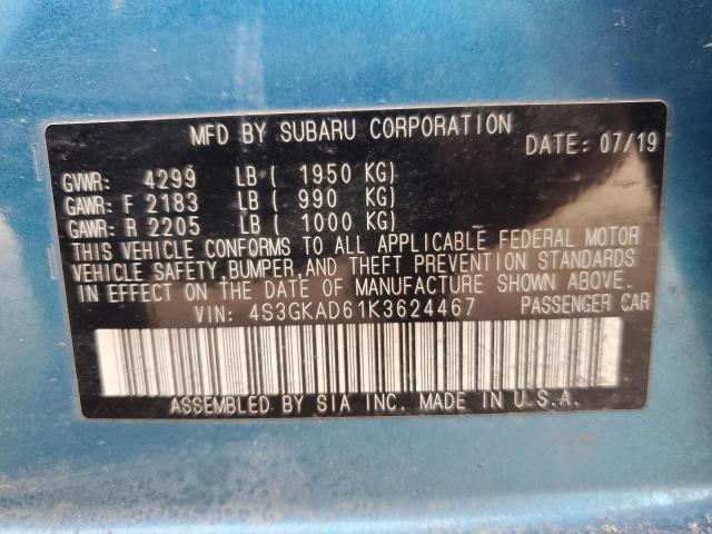 2019 SUBARU IMPREZA PR 4S3GKAD61K3624467