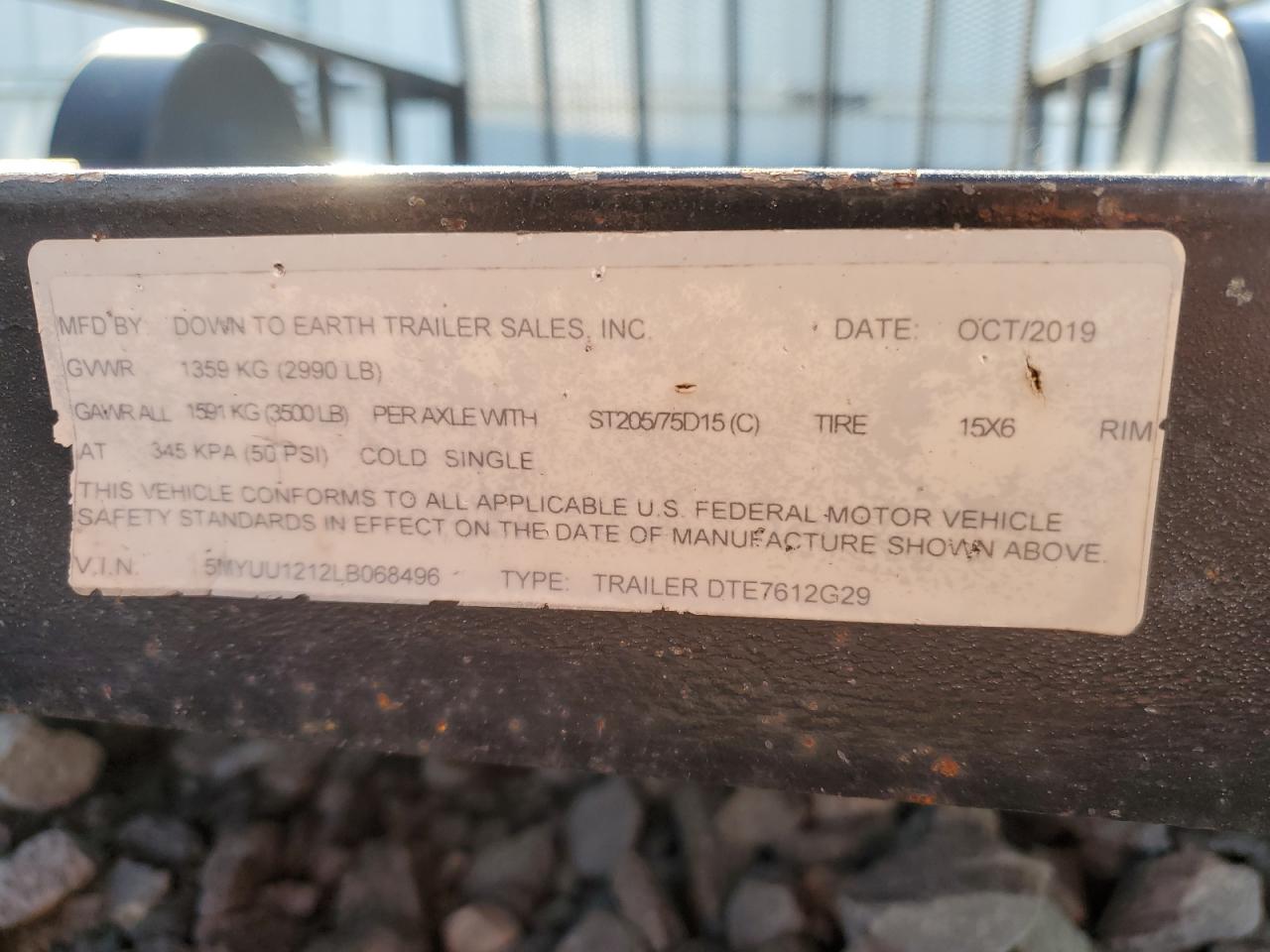 Lot #3305404318 2019 DOWN2EARTH TRAILER