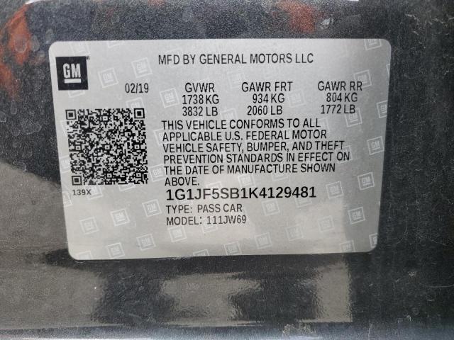 2019 CHEVROLET SONIC PREM - 1G1JF5SB1K4129481