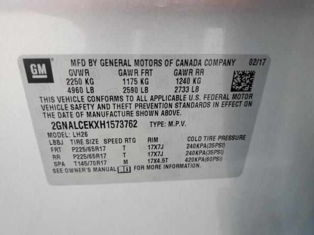 2017 CHEVROLET EQUINOX LT - 2GNALCEKXH1573762