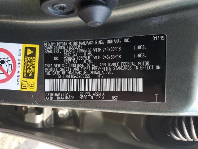 2019 TOYOTA HIGHLANDER - 5TDJZRFH5KS955355