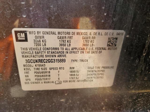 2016 CHEVROLET SILVERADO - 3GCUKREC2GG315889