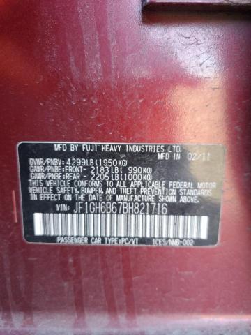 2011 SUBARU IMPREZA 2. - JF1GH6B67BH821716