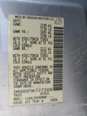 2017 NISSAN FRONTIER S - 1N6DD0ER7HN727208