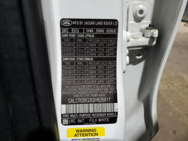 2016 LAND ROVER DISCOVERY - SALCR2BG3GH626817