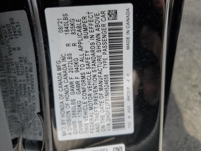 2022 HONDA CIVIC SPOR - 2HGFE2F51NH524658