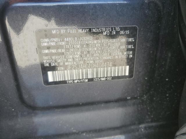 2016 SUBARU FORESTER JF2SJAHC4GH404474