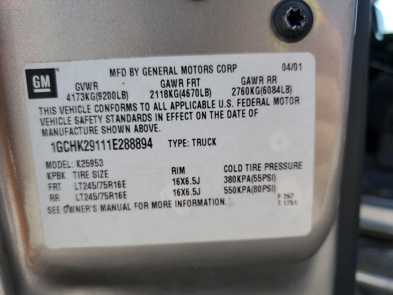 Lot #3302744028 2001 CHEVROLET SILVERADO