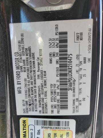 2019 FORD FUSION SE - 3FA6P0LU3KR210475