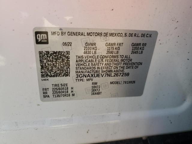 2022 CHEVROLET EQUINOX LT - 3GNAXUEV7NL267259