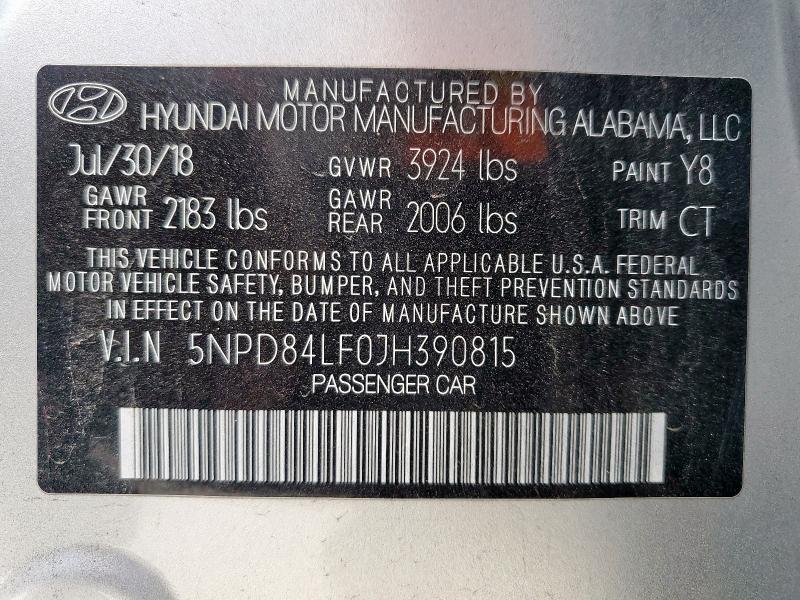 2018 HYUNDAI ELANTRA SE - 5NPD84LF0JH390815