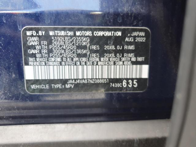 2022 MITSUBISHI OUTLANDER - JA4J4VA87NZ088651
