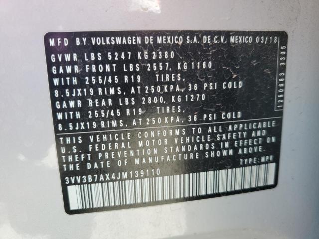 2018 VOLKSWAGEN TIGUAN SE - 3VV3B7AX4JM139110