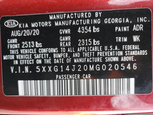 2021 KIA K5 LXS - 5XXG14J20MG020546