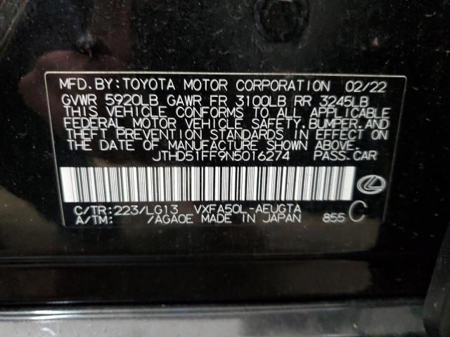 2022 LEXUS LS 500 BAS JTHD51FF9N5016274