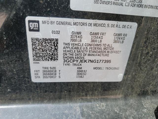 2022 CHEVROLET SILVERADO - 3GCPYJEK7NG177395