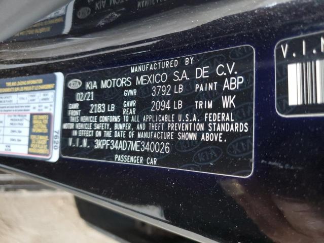 2021 KIA FORTE GT L - 3KPF34AD7ME340026