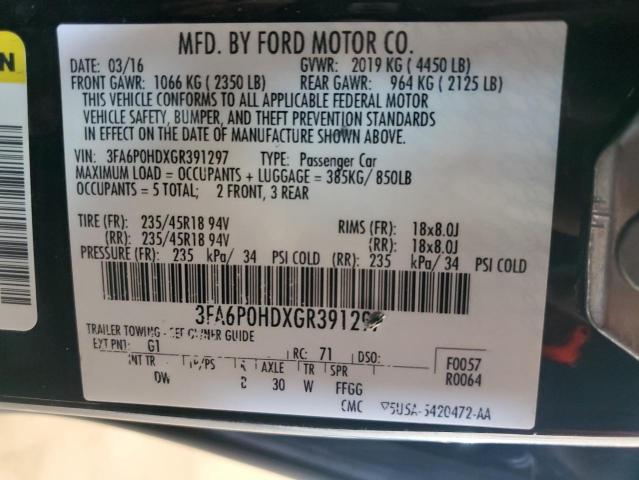 2016 FORD FUSION SE - 3FA6P0HDXGR391297