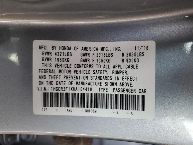 2017 HONDA ACCORD SPO - 1HGCR2F1XHA104419