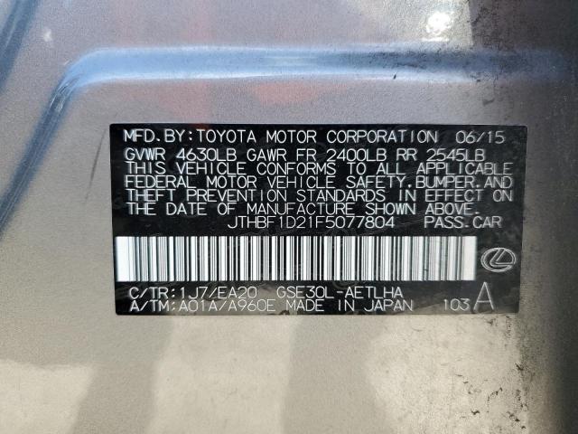 2015 LEXUS IS 250 JTHBF1D21F5077804