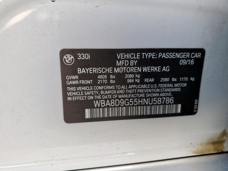 2017 BMW 330 XI - WBA8D9G55HNU58786