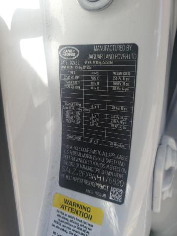 2022 LAND ROVER RANGE ROVE SALZJ2FX8NH176820