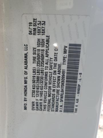 2019 HONDA ODYSSEY 5FNRL6H70KB099491