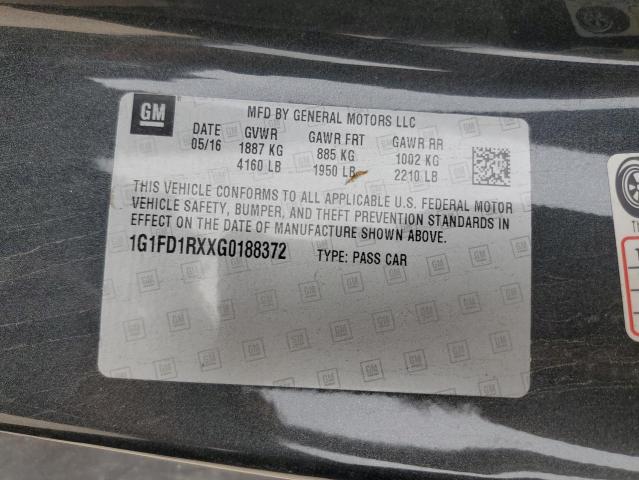 2016 CHEVROLET CAMARO LT - 1G1FD1RXXG0188372