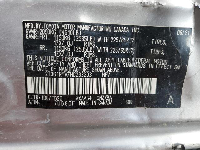 2021 TOYOTA RAV4 LE - 2T3G1RFV7MC233203