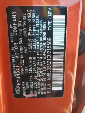 2016 HYUNDAI TUCSON LIM - KM8J33A21GU215589