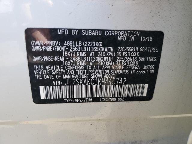 2019 SUBARU FORESTER S - JF2SKAKC1KH445742