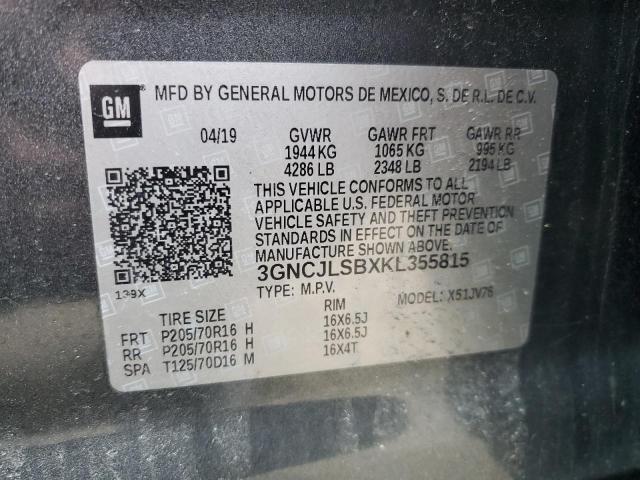 2019 CHEVROLET TRAX 1LT - 3GNCJLSBXKL355815