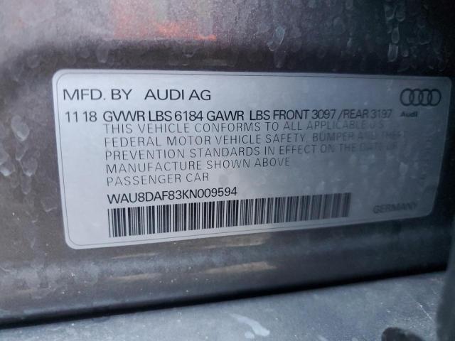 2019 AUDI A8 L WAU8DAF83KN009594