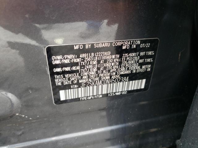 2022 SUBARU FORESTER W JF2SKAMC0NH502384