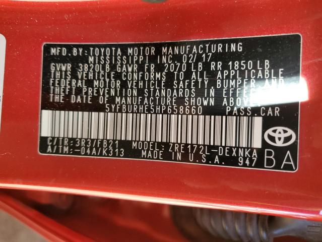 2017 TOYOTA COROLLA L - 5YFBURHE5HP658660