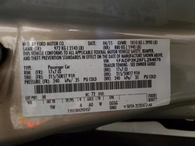 2015 FORD FOCUS SE - 1FADP3K28FL294676