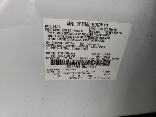 2017 FORD TAURUS SEL 1FAHP2E81HG137546