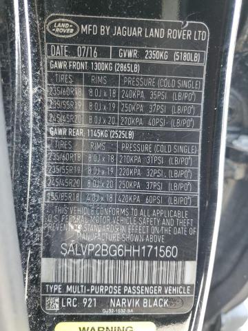 2017 LAND ROVER RANGE ROVE - SALVP2BG6HH171560