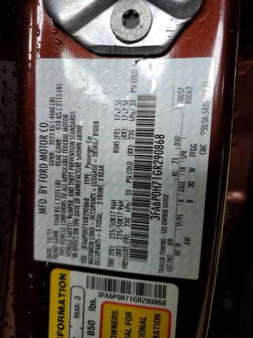 2016 FORD FUSION SE - 3FA6P0H71GR290868