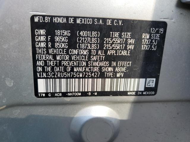 2016 HONDA HR-V EXL - 3CZRU5H75GM725427