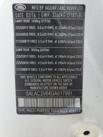 2016 LAND ROVER LR3 SE - SALAC2V64GA817991