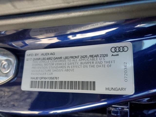 2017 AUDI S3 PREMIUM WAUB1GFFXH1058761