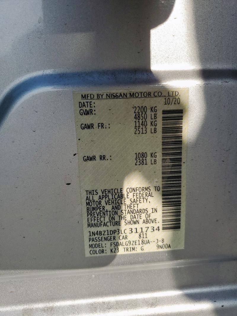 2020 NISSAN LEAF SL PL 1N4BZ1DP3LC311734