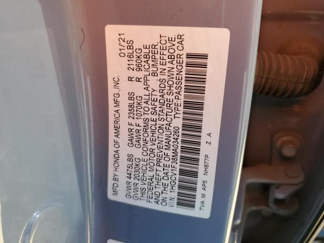 2021 HONDA ACCORD SPO - 1HGCV1F38MA034260