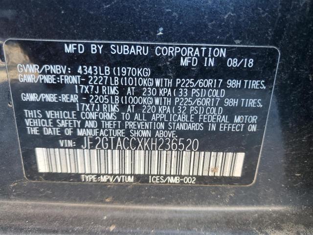 2019 SUBARU CROSSTREK - JF2GTACCXKH236520
