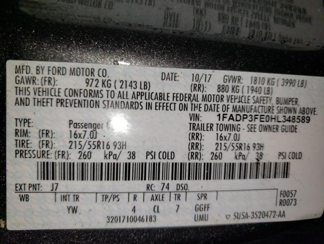 2017 FORD FOCUS SE - 1FADP3FE0HL348589