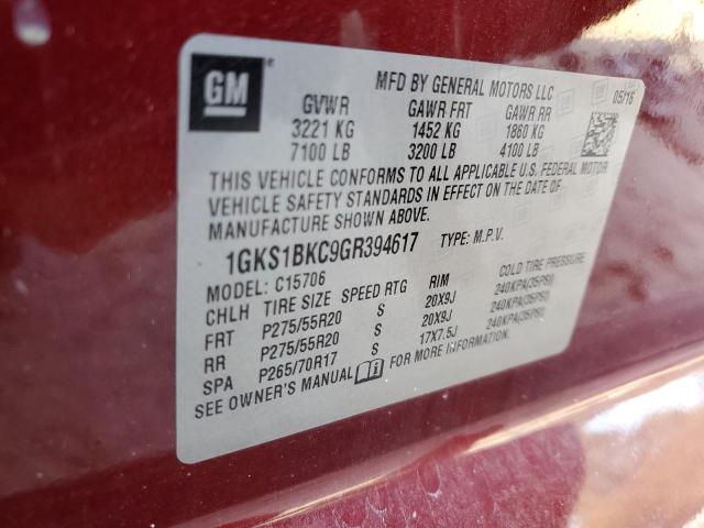 2016 GMC YUKON SLT 1GKS1BKC9GR394617