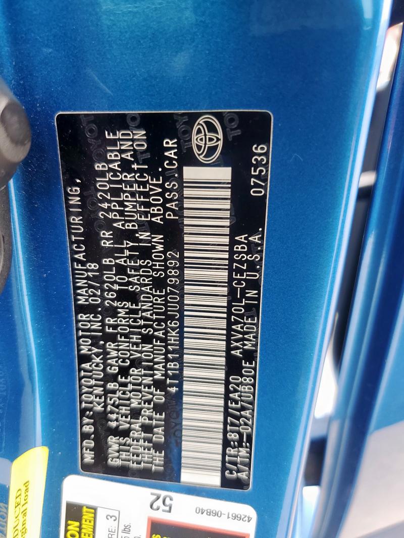 2018 TOYOTA CAMRY L - 4T1B11HK6JU079892